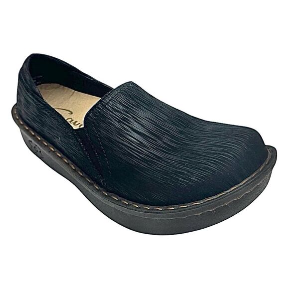 Savvy Nursing Clogs Womens 8.5 Black Tuxedo Textured Slip On Work Chef Server - Picture 1 of 10